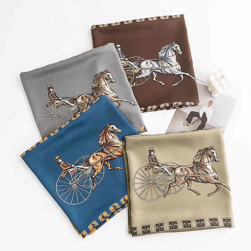 Printed imitation silk scarves stylish commuter wear cravat Chinese zodiac