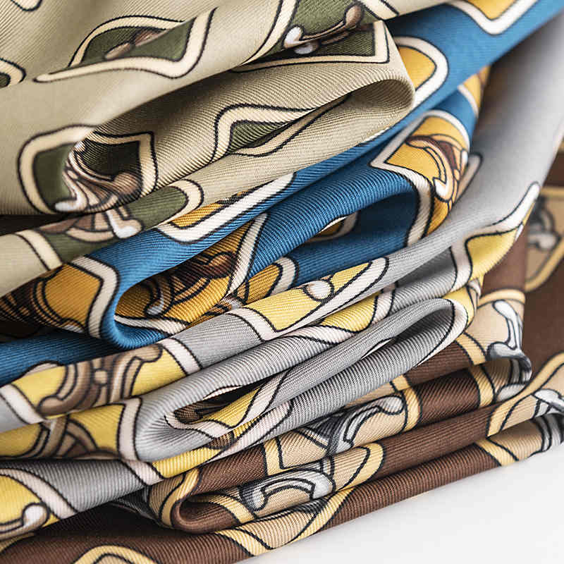 Printed imitation silk scarves stylish commuter wear cravat Chinese zodiac