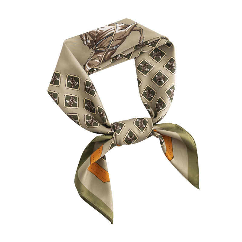 Printed imitation silk scarves stylish commuter wear cravat Chinese zodiac