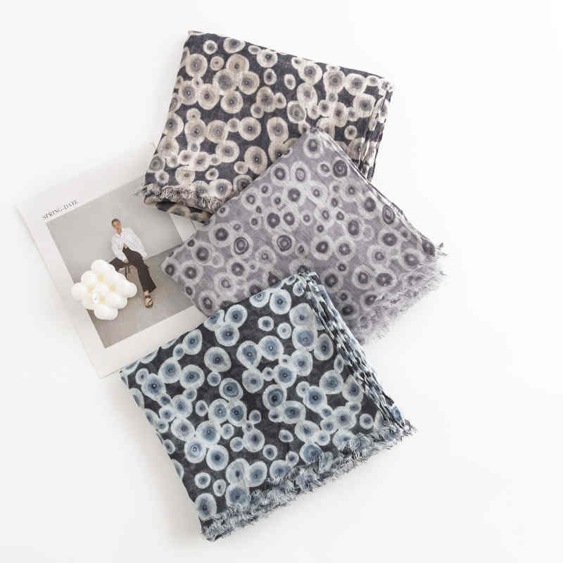 2023 new fashion cotton and linen short beard scarf in the long shade warm shawl tie in neck scarf