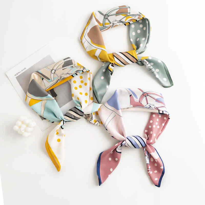 Socialite printed circle imitation silk scarves fashionable commuter professional dress scarf elegant tiein small scarf woman