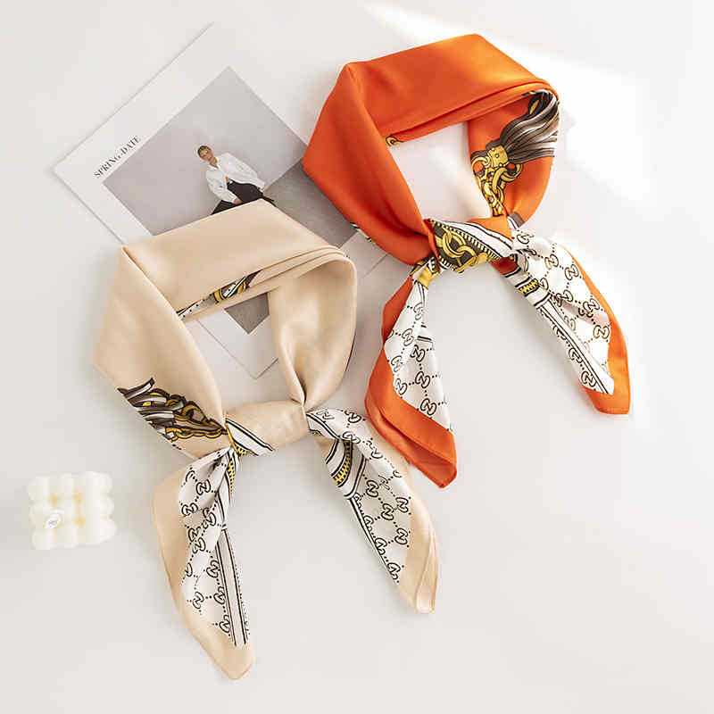 Printed chain pattern simulation silk scarf fashion commuter scarf scarf pocket square