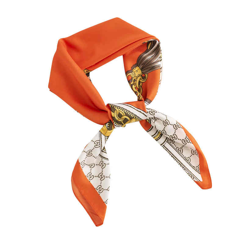 Printed chain pattern simulation silk scarf fashion commuter scarf scarf pocket square