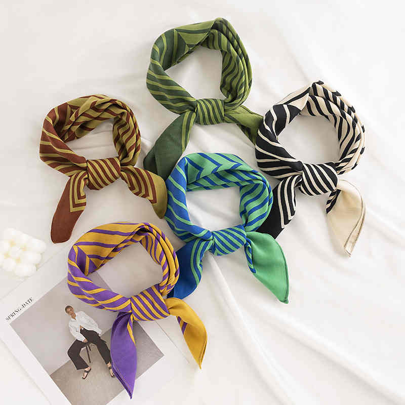 Imitation silk scarf fashion tiein pocket square scarf printed stripes professional scarf sunblock scarf woman