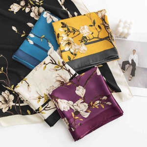 Silk scarves elegant orchid professional dress scarf female fashion commuting tiein printed pocket square