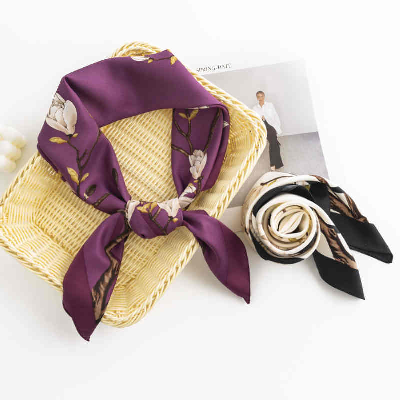 Silk scarves elegant orchid professional dress scarf female fashion commuting tiein printed pocket square