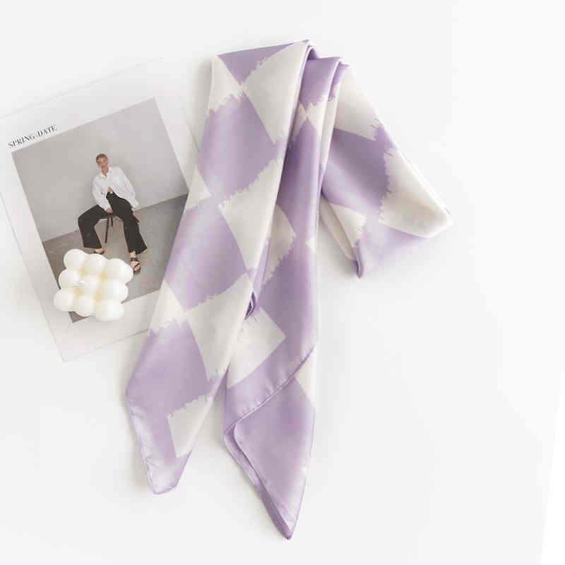 Personality trend checkerboard square scarf fashion thin imitation silk scarf printed warm shawl