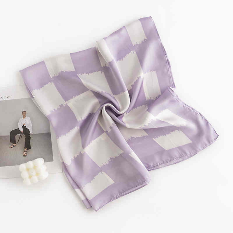 Personality trend checkerboard square scarf fashion thin imitation silk scarf printed warm shawl