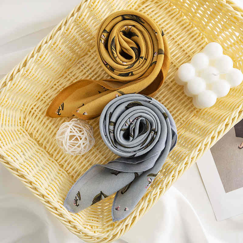 Fashion commuter silk scarves idyllic style Han small square scarf thin print decorative scarf scarf