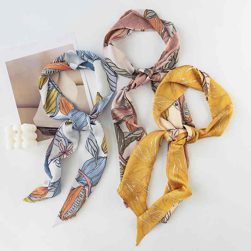 Sweet printed imitation silk scarves long hair straps shawl fashion elegant professional scarf