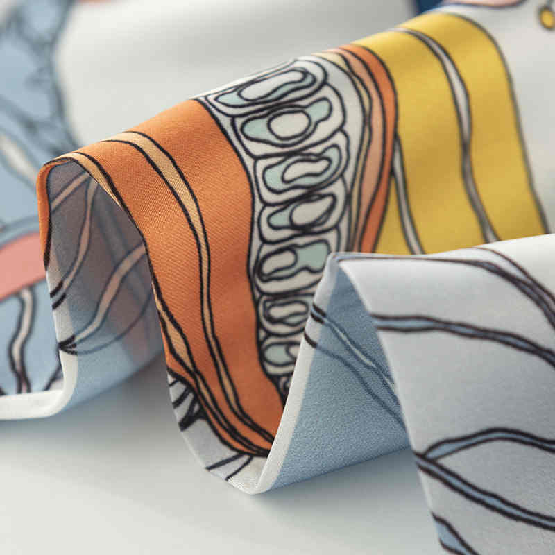 Sweet printed imitation silk scarves long hair straps shawl fashion elegant professional scarf