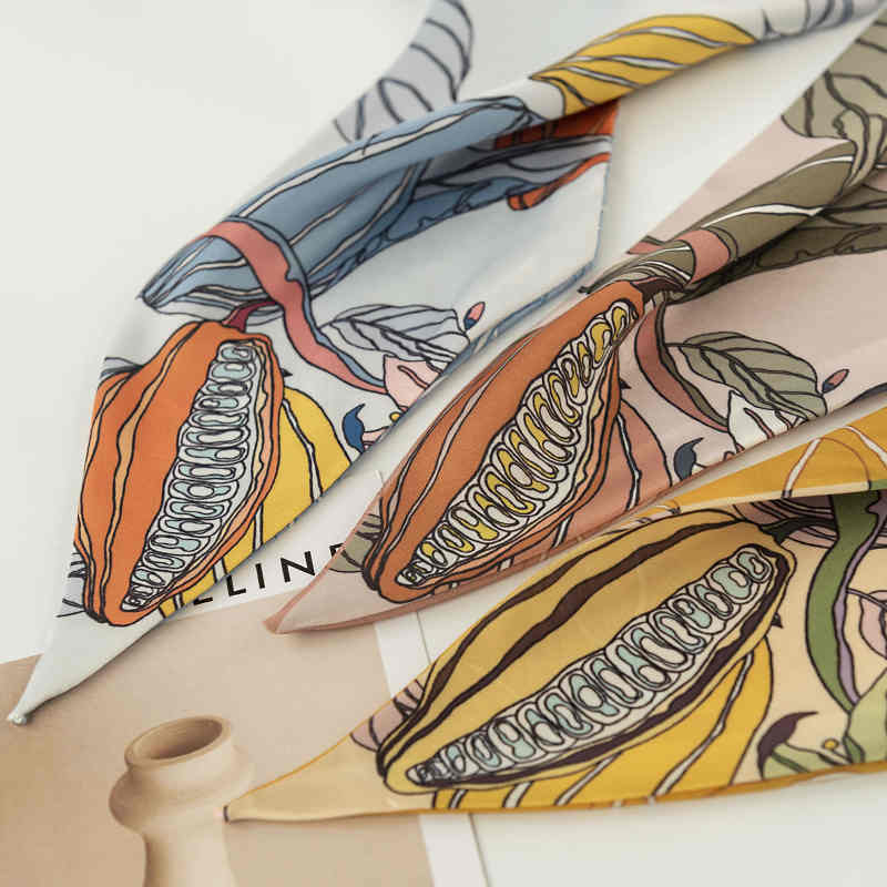Sweet printed imitation silk scarves long hair straps shawl fashion elegant professional scarf