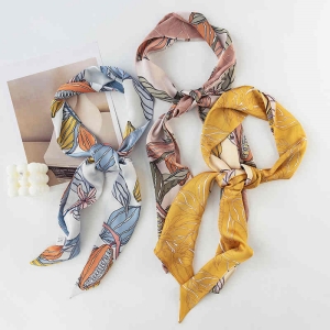 Sweet printed imitation silk scarves long hair straps shawl fashion elegant professional scarf