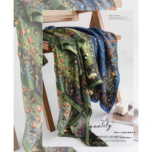 The noble gas vogue elegant jungle breath simulation silk scarf plant flower airconditioning room heat protection sun protection shawl