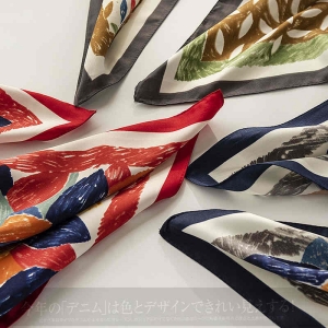 Fashion imitation silk scarf crayon doodle career pocket square scarf fashion commuter crepe satin scarf woman