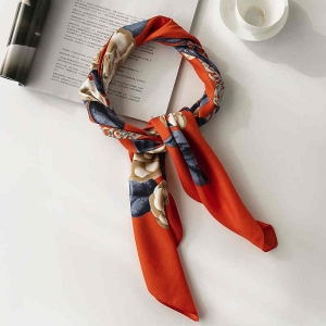 Fashionable printed pocket square scarf female fashion commuting simulation silk scarf thin elegant intellectual female scarf