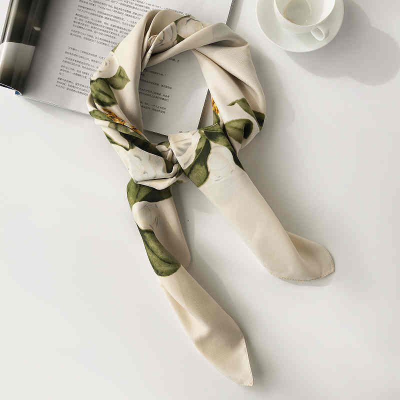 Fashionable printed pocket square scarf female fashion commuting simulation silk scarf thin elegant intellectual female scarf