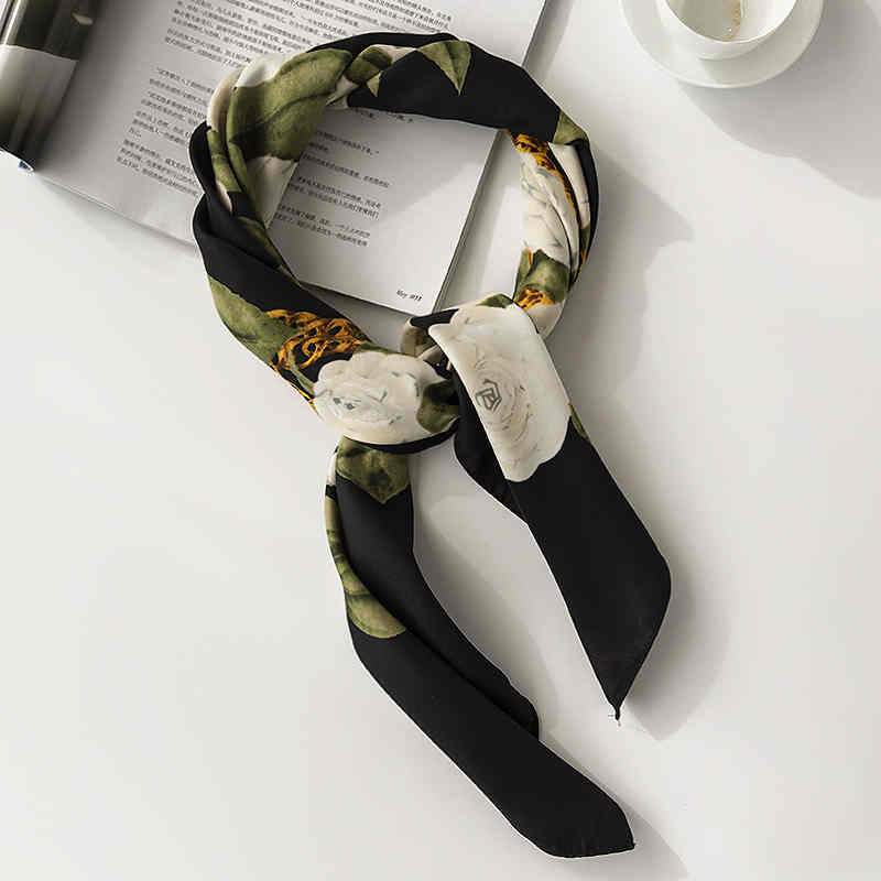 Fashionable printed pocket square scarf female fashion commuting simulation silk scarf thin elegant intellectual female scarf
