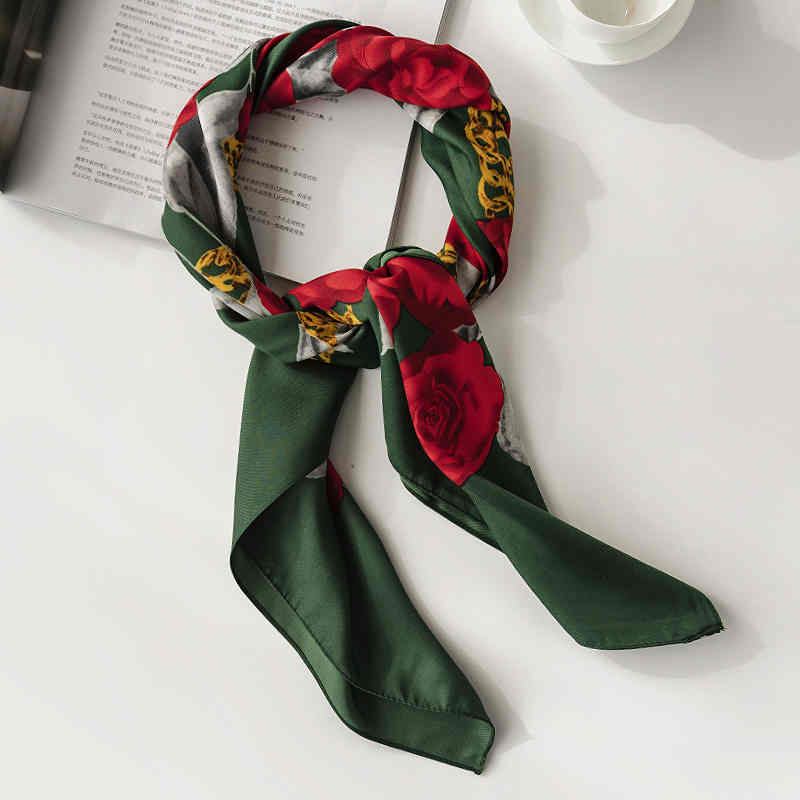 Fashionable printed pocket square scarf female fashion commuting simulation silk scarf thin elegant intellectual female scarf