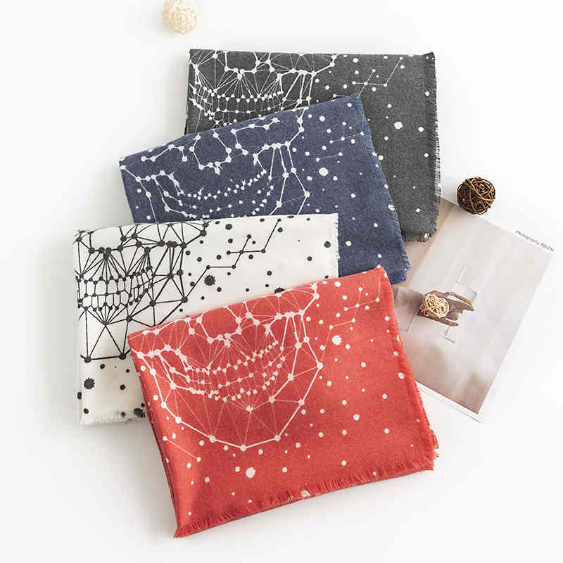 Polka dot skull imitation cashmere scarf winter fashion scarf women scarf net red cape