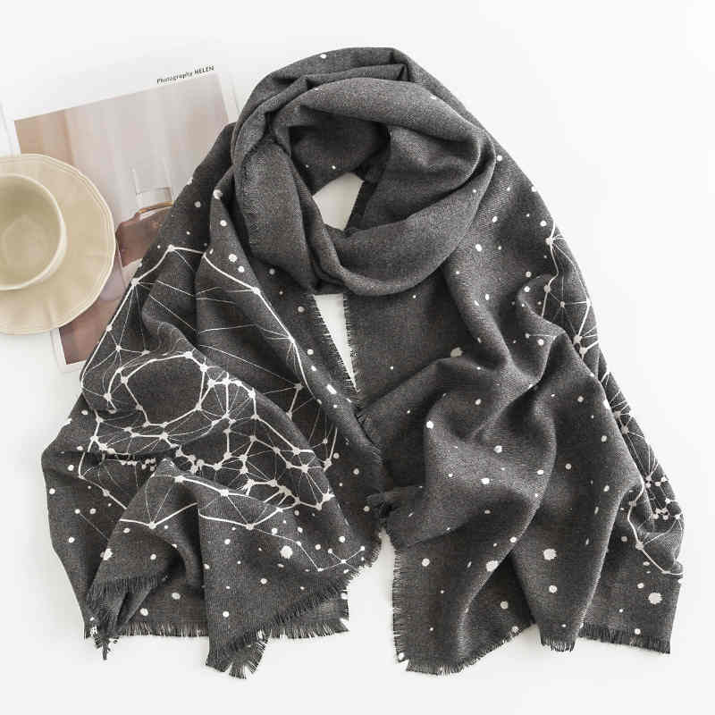 Polka dot skull imitation cashmere scarf winter fashion scarf women scarf net red cape