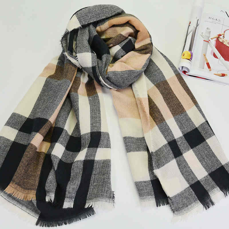 Winter scarf woman sweet wind imitation cashmere scarf warm grid shawl cold scarf