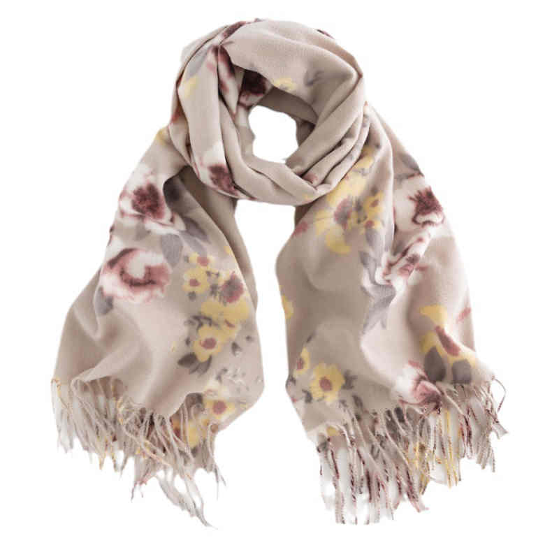 Elegant socialite style printed scarf flowers imitation cashmere scarf women warm scarf fashion shawl