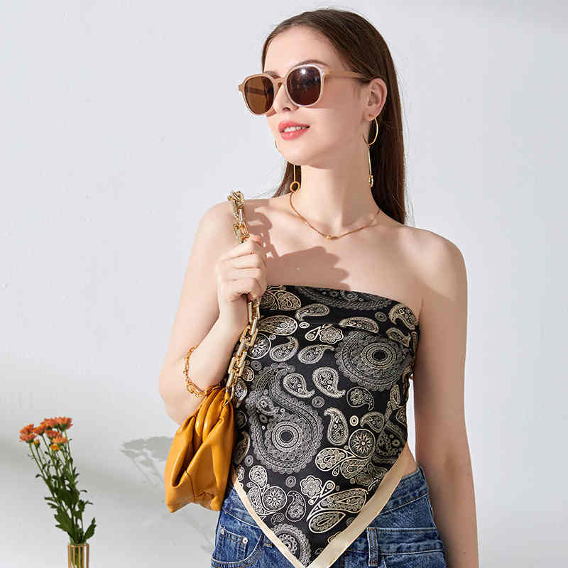 2023 new thin style fashion cashew flower temperament scarf decorative strapless scarf multi functional professional scarf