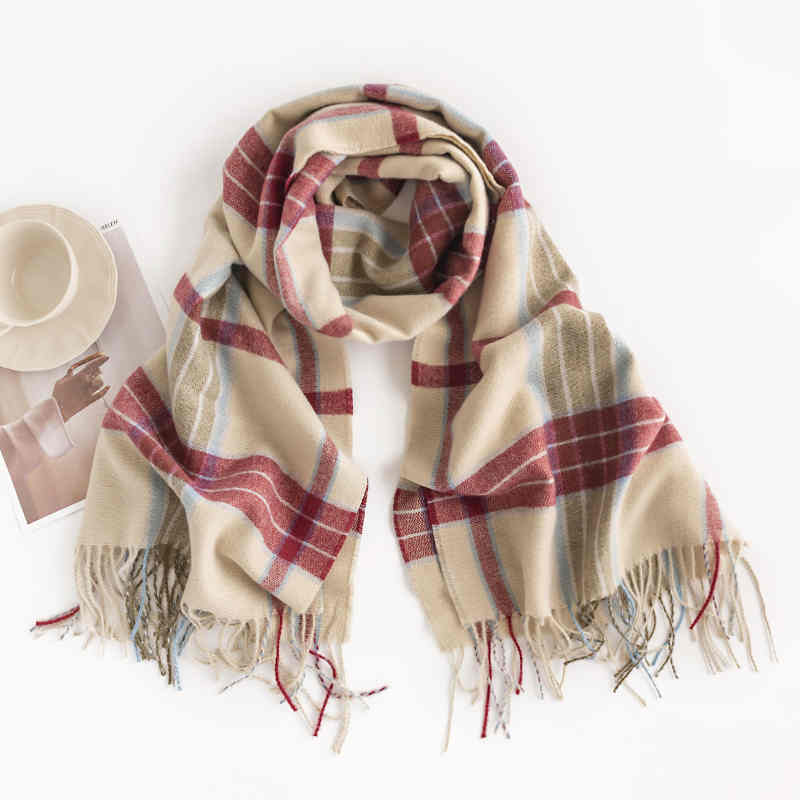 Winter plaid scarf ladies scarf sweet fringed neck imitation cashmere shawl men