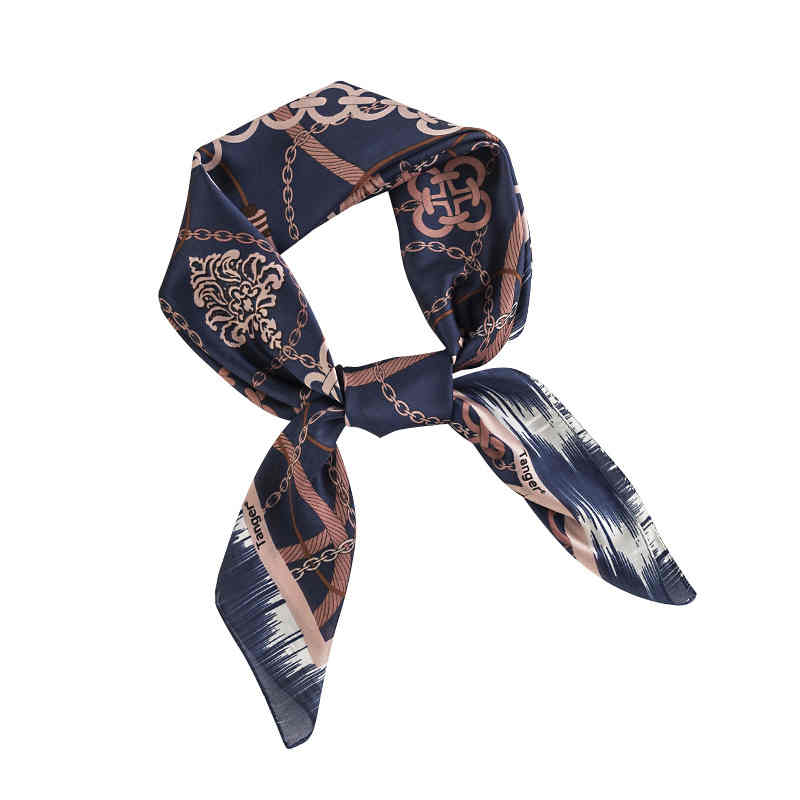Retro printed imitation silk scarves fashionable commuter scarf elegant professional wear sunscreen scarf