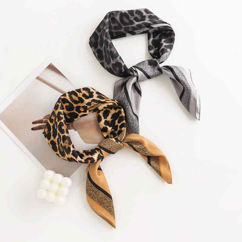 Printed leopard print silk scarves fashion commuter pocket square elegant professional scarf scarf