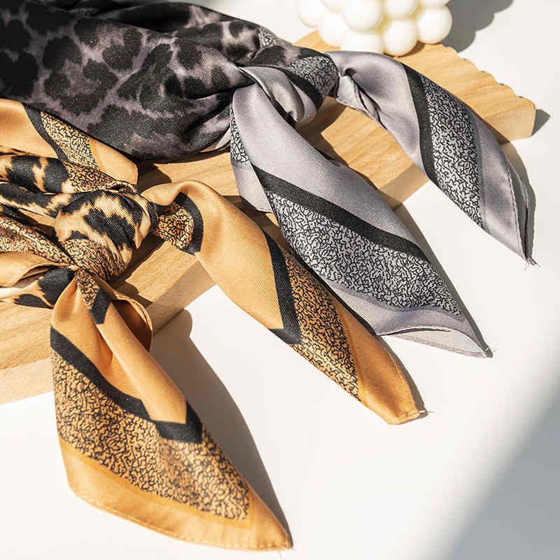 Printed leopard print silk scarves fashion commuter pocket square elegant professional scarf scarf