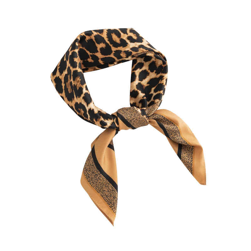 Printed leopard print silk scarves fashion commuter pocket square elegant professional scarf scarf