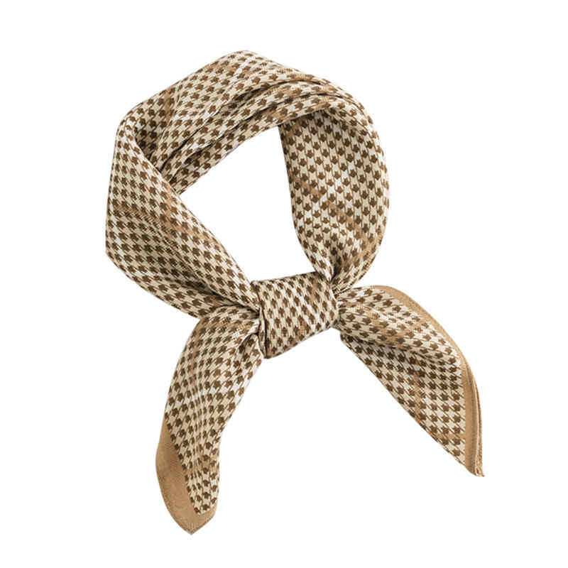 The new elegant simple high grade houndstooth printed lace silk scarves sweet little scarf