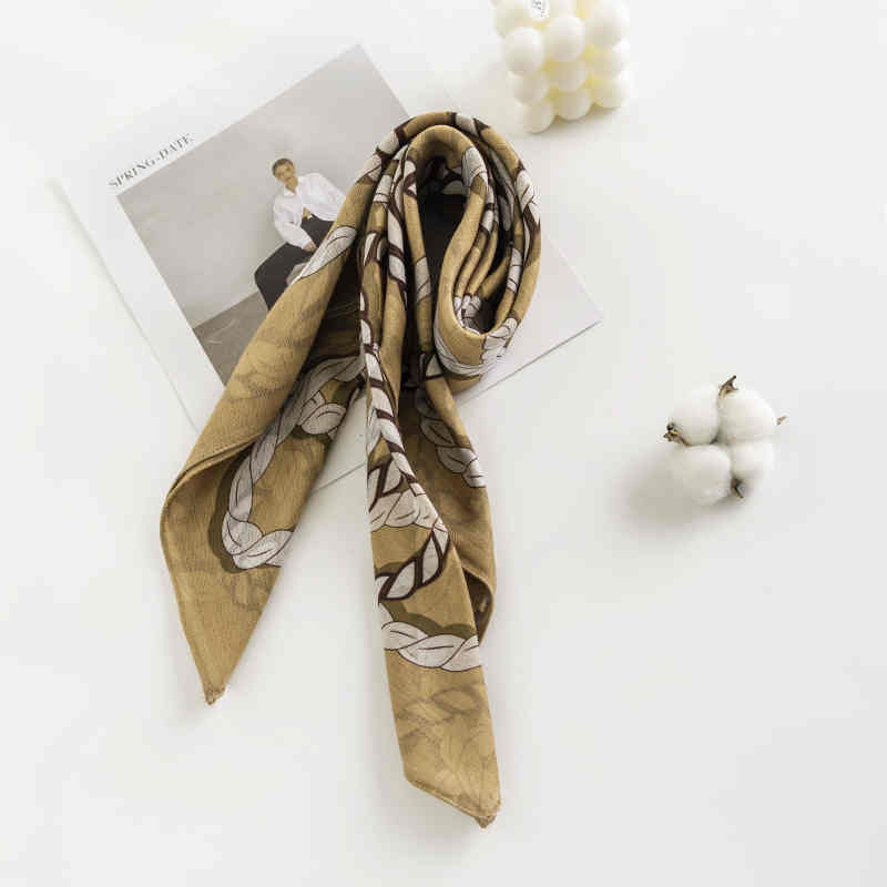 Retro printed pocket square scarf artistic temperament with professional scarf elegant fashion scarf imitation silk scarves