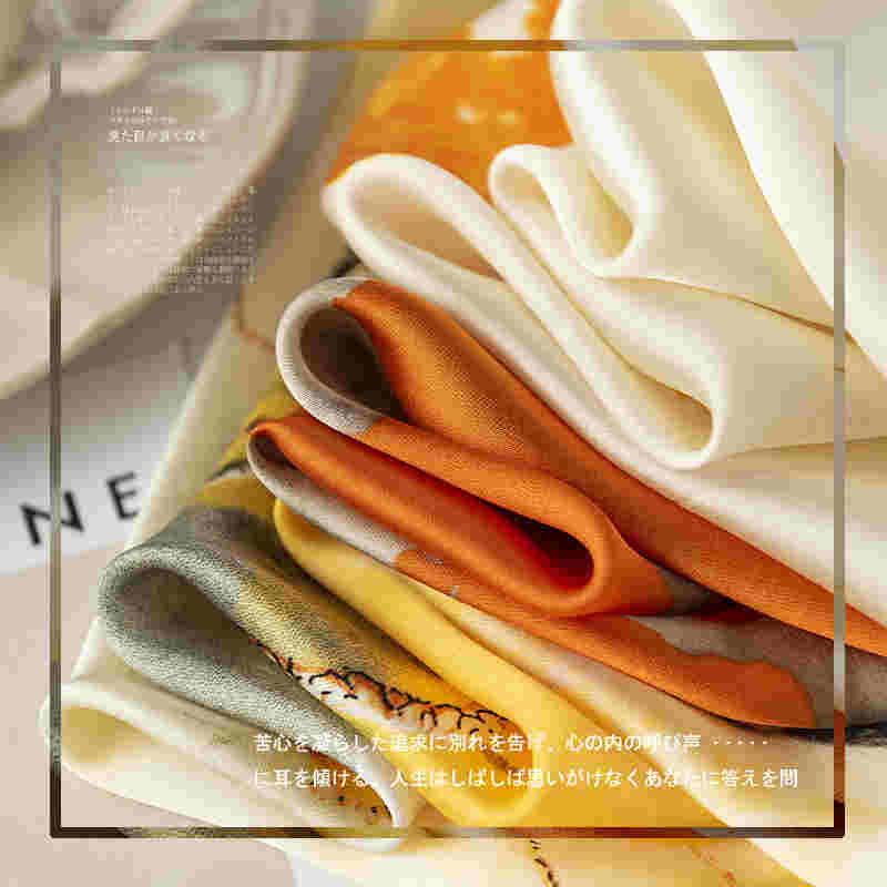 Individual trend style wash painting antique printing silk scarf simulation spring airconditioned room heat  sunscreen shawl