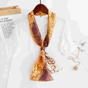 High sense thin long printed silk scarf women fashion small scarf ribbon scarf