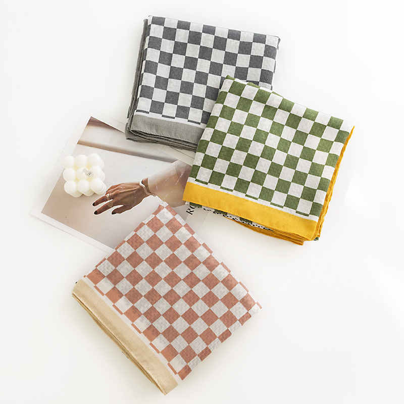 Checkerboard checkerboard plain print scarf female commuter houndstooth neck scarf light luxury elegant shawl