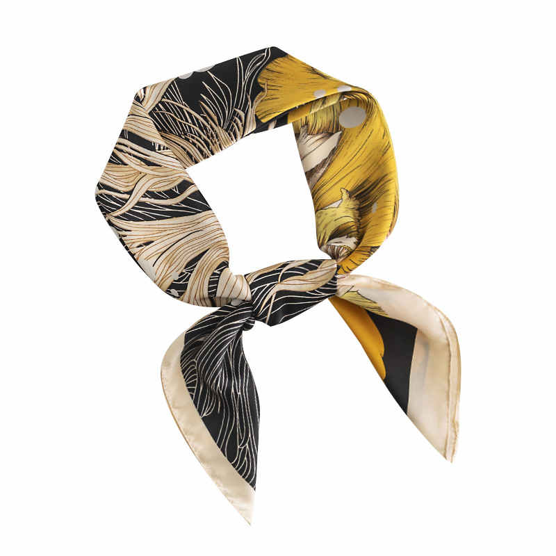 Pattern printed small square scarf art retro professional dress scarf female fashion commuting simulation silk scarves