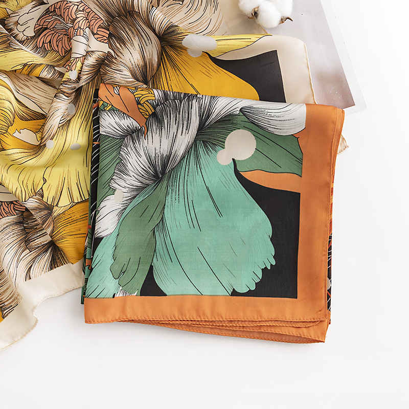 Pattern printed small square scarf art retro professional dress scarf female fashion commuting simulation silk scarves