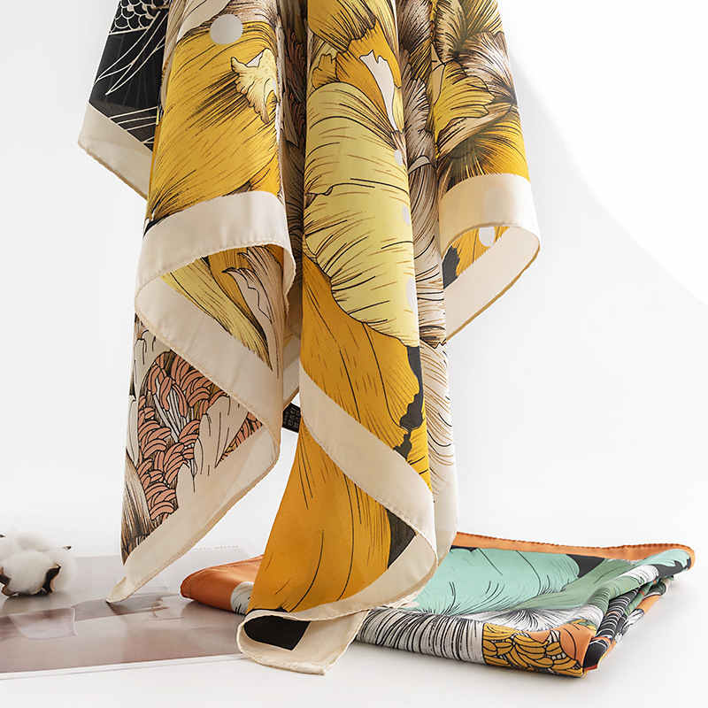 Pattern printed small square scarf art retro professional dress scarf female fashion commuting simulation silk scarves