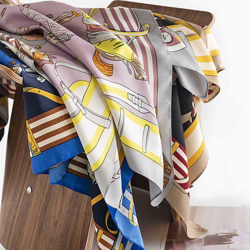 Printed square scarf fashionable commuting imitation silk scarf light luxury professional dress scarf