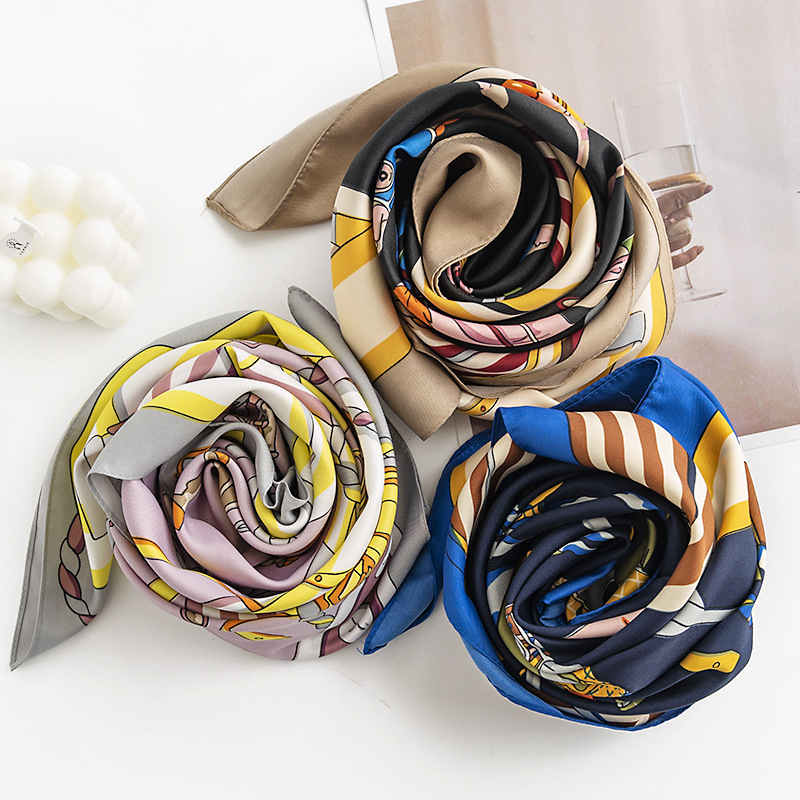 Printed square scarf fashionable commuting imitation silk scarf light luxury professional dress scarf