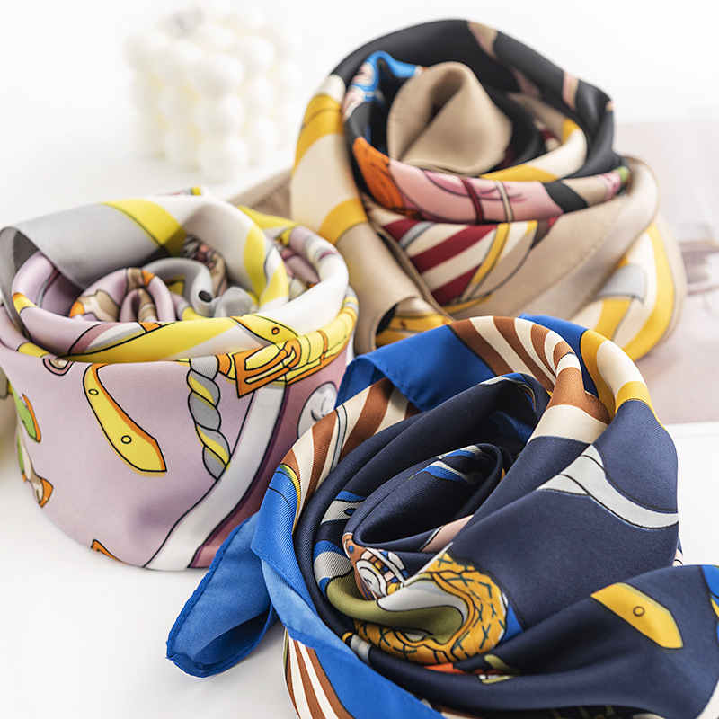 Printed square scarf fashionable commuting imitation silk scarf light luxury professional dress scarf