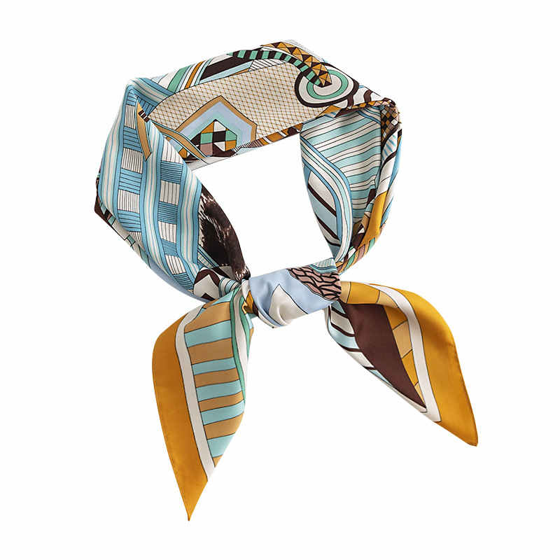 Street wind pocket scarf fashion commuting silk scarves elegant tiein printed professional scarf