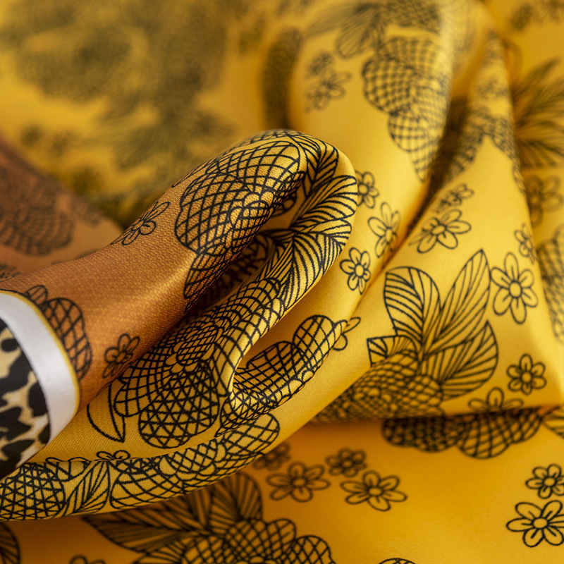 Printed small handkerchief plant flowers imitation silk scarves fashion commuter professional wear neck scarf woman