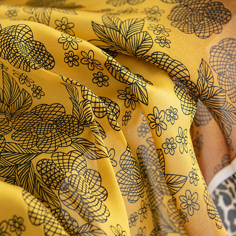 Printed small handkerchief plant flowers imitation silk scarves fashion commuter professional wear neck scarf woman