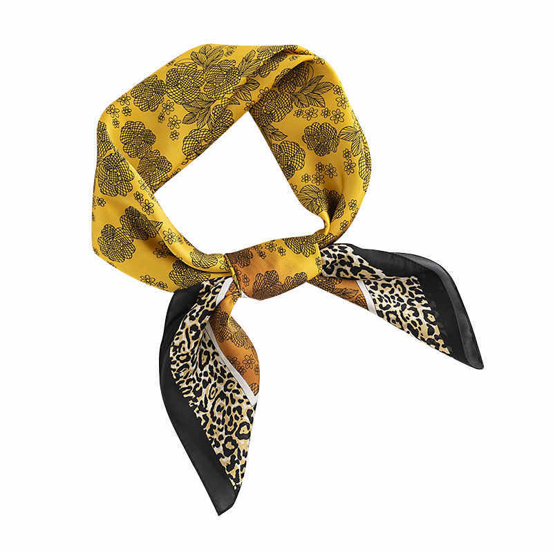 Printed small handkerchief plant flowers imitation silk scarves fashion commuter professional wear neck scarf woman