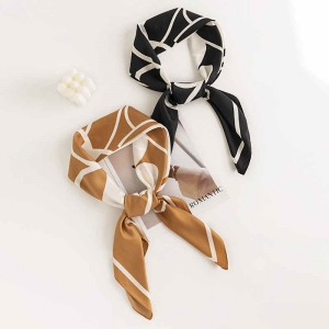 Fashionable commuter pocket scarf elegant temperament imitation silk scarves simple tiein printed professional scarves
