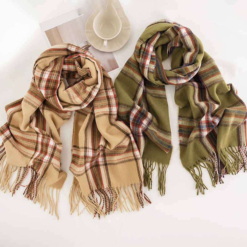 Elegant plaid scarf female fashion commuter imitation cashmere scarf simple shawl neck scarf